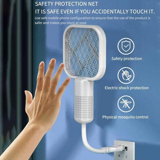 Rechargeable Mini Mosquito Killer Racquet with LED Night Light – USB Powered Insect Trap